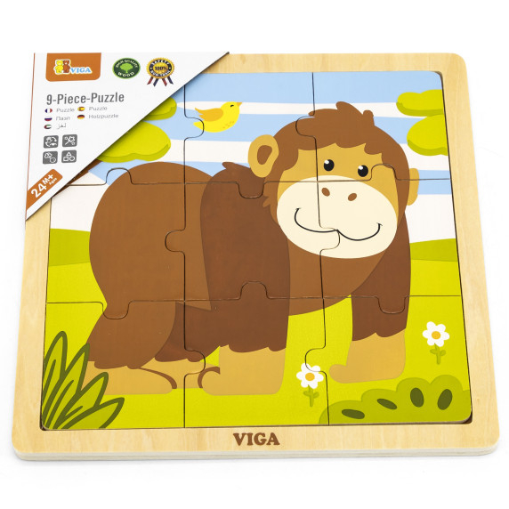 VIGA Handy Wooden Gorilla Puzzle 9 pieces