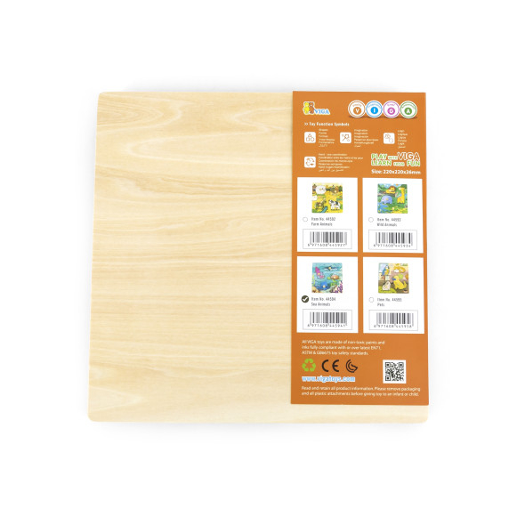 VIGA Wooden Puzzle with Pins Sea Animals Water
