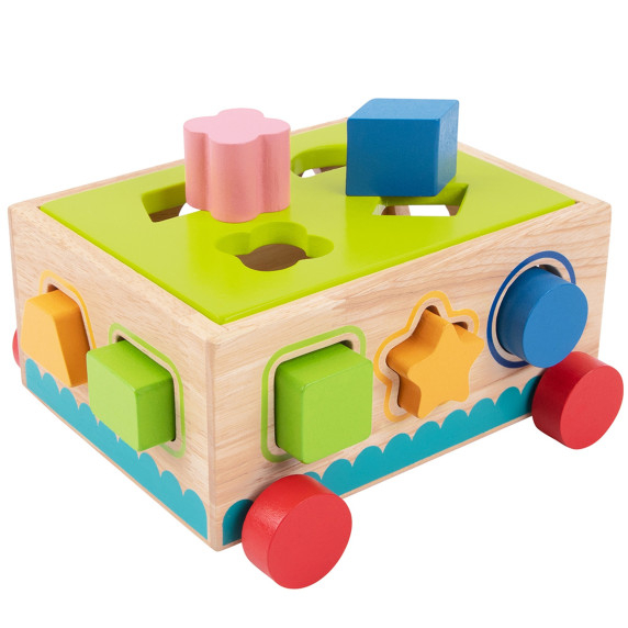 TOOKY TOY Wooden Sorter Cart Blocks 16 pcs.