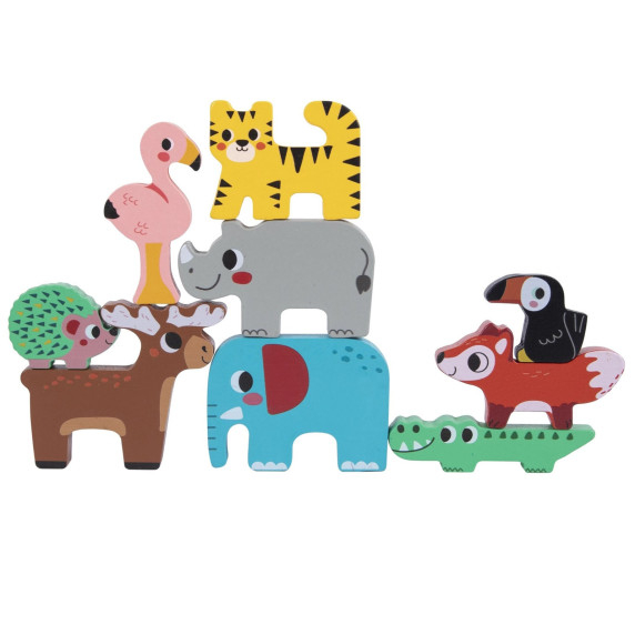 TOOKY TOY Wooden Blocks Puzzle Animals Montessori 9 pcs.