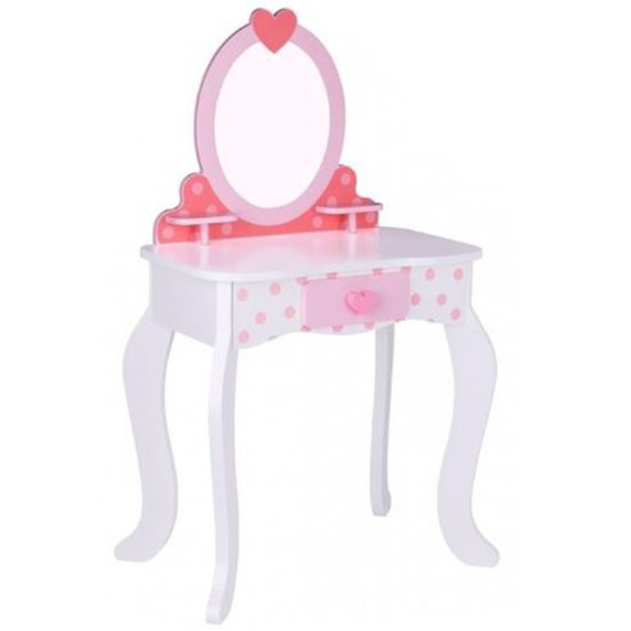 TOOKY TOY Wooden Pink Dressing Table with Chair