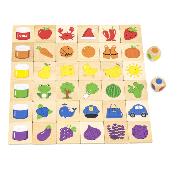 VIGA Educational Wooden Puzzle Sort Match Colors and Shapes 38 Pieces Montessori