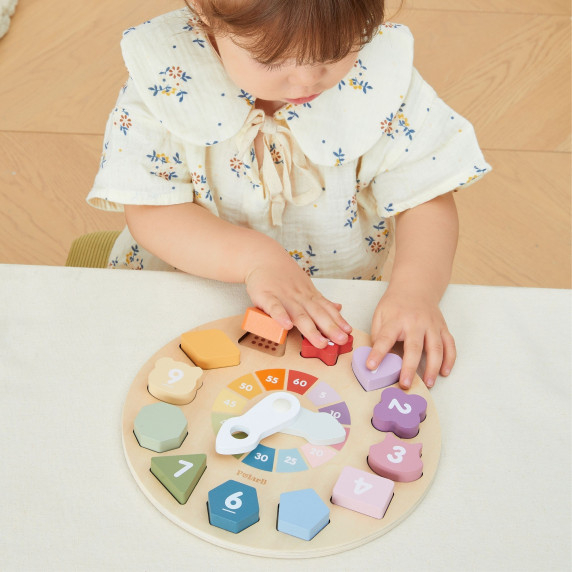 Viga Wooden Shape Sorter Clock Educational 18m+