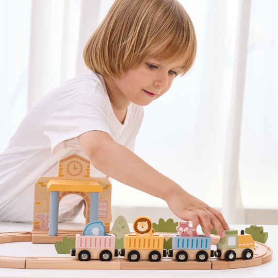 Viga PolarB Wooden Train Set 30 pcs.