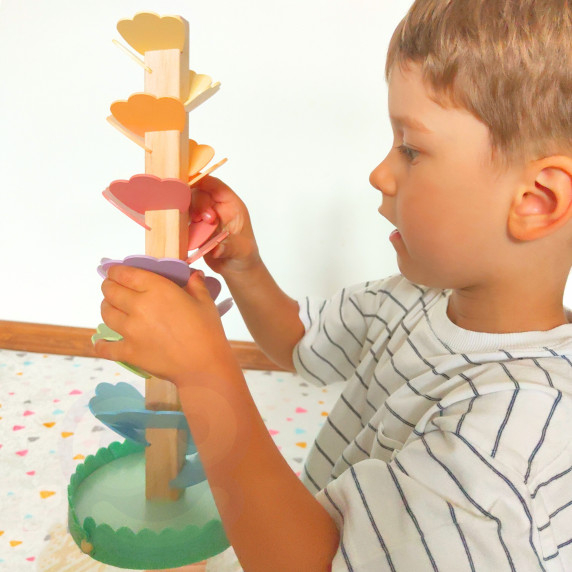 TOOKY TOY Wooden Colorful Spinning Tower for Children