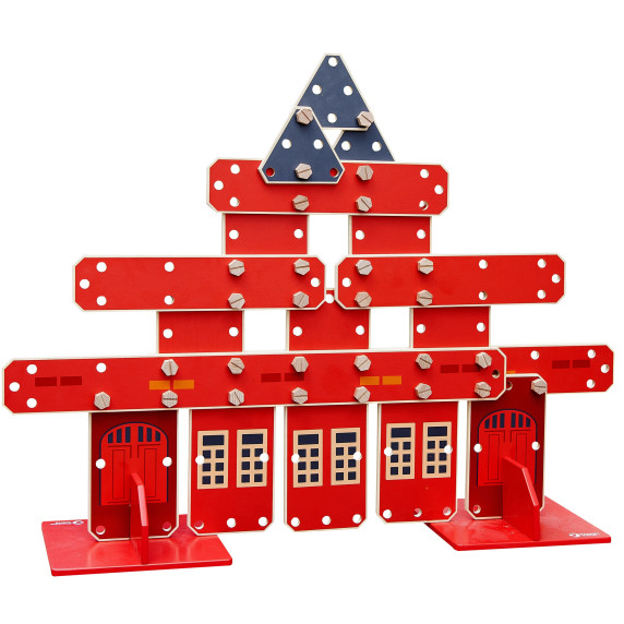 CLASSIC WORLD EDU Huge Wooden Building Blocks Fire Department Set