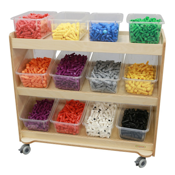 MASTERKIDZ Wooden Bookcase on Wheels with Shelves