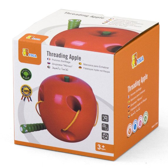 VIGA Wooden Intertwining Maze Educational Worm in an Apple Montessori