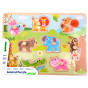 TOOKY TOY Wooden Montessori Puzzle Animals with Matching Pins