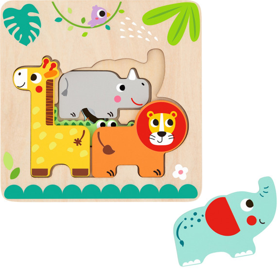 TOOKY TPY Wooden Montessori Puzzle Multilayer Board Forest Animals 7 pcs.