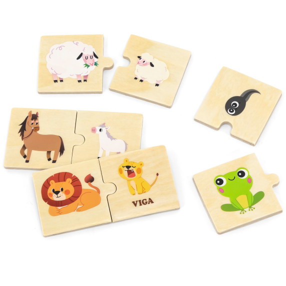 VIGA Wooden Puzzle Small and Large Animals