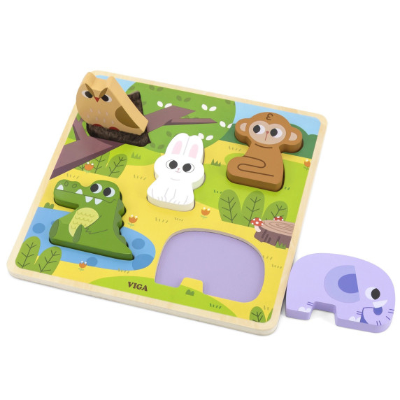 VIGA Wooden Puzzle Animals Forest Matching Puzzle