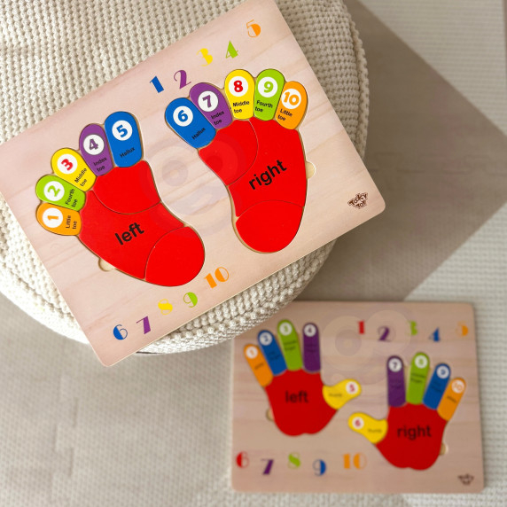 TOOKY TOY Educational Wooden Foot Puzzle Learning Counting and Colors