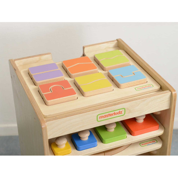 MASTERKIDZ Cabinet for storing educational boards and games 10 pieces with wheels