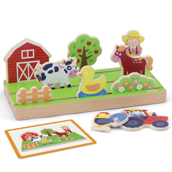 VIGA Wooden Educational Puzzle Distance Learning 2 in 1
