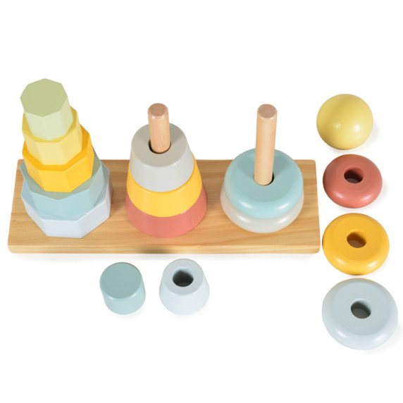 TOOKY TOY Three Towers Stack Puzzle Montessori Sorter