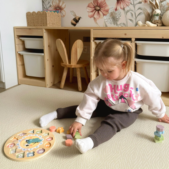 TOOKY TOY Wooden Clock Educational Toy Learning Time Shapes