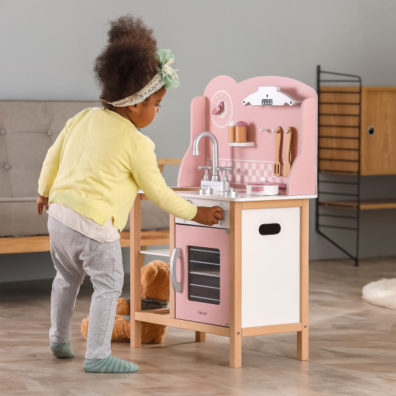 VIGA PolarB Wooden Kitchen with Accessories Silver - Pink