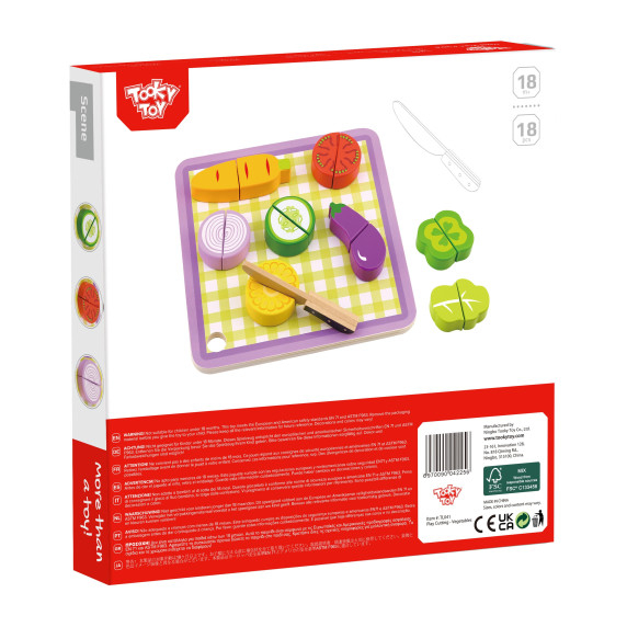 TOOKY TOY Wooden Vegetable Chopping Board 20 pcs.