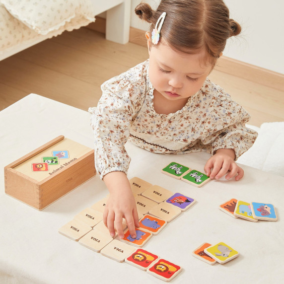 Viga Wooden Memory Game Memo Animals Educational Children 3+