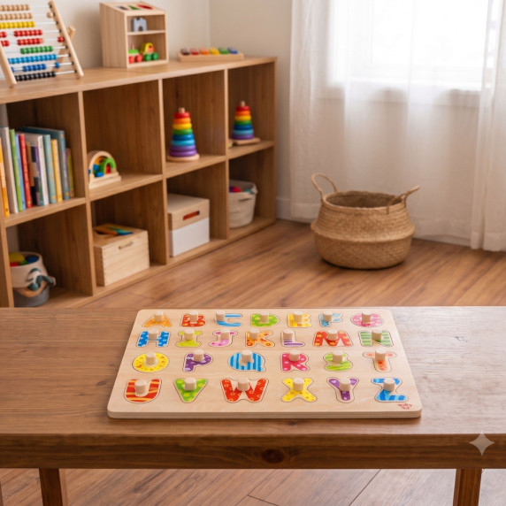 TOOKY TOY Puzzle Montessori Alphabet Puzzle with Pins