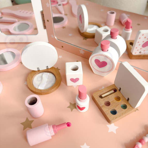 WOOPIE GREEN Wooden Dressing Table with Mirror and Accessories