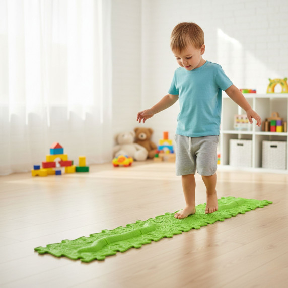 WOOPIE Sensory Mat Orthopedic Puzzle Snake Green 6 pcs.