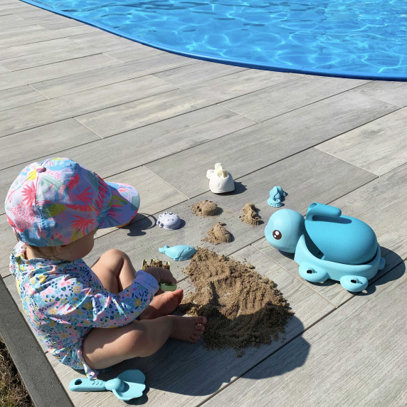 WOOPIE GREEN 2-in-1 Sand and Bath Set Blue Turtle 8 pcs. BIODEGRADABLE ORGANIC MATERIAL