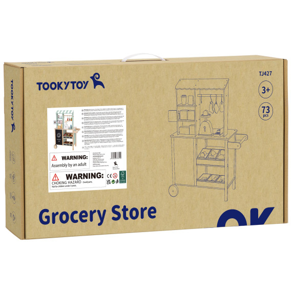 TOOKY TOY Grocery Store Stall Wooden Oven Scale Card Reader