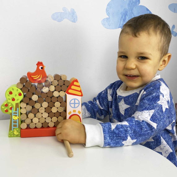 TOOKY TOY Arcade Game Falling Hen Wooden Farm