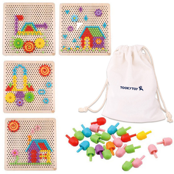 TOOKY TOY Montessori Mosaic Puzzle with Pins Climbing 88 pcs.