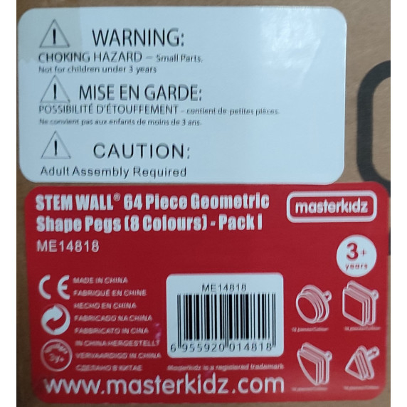 MASTERKIDZ Set of 64 Geometric Shaped Pegs for STEM Boards