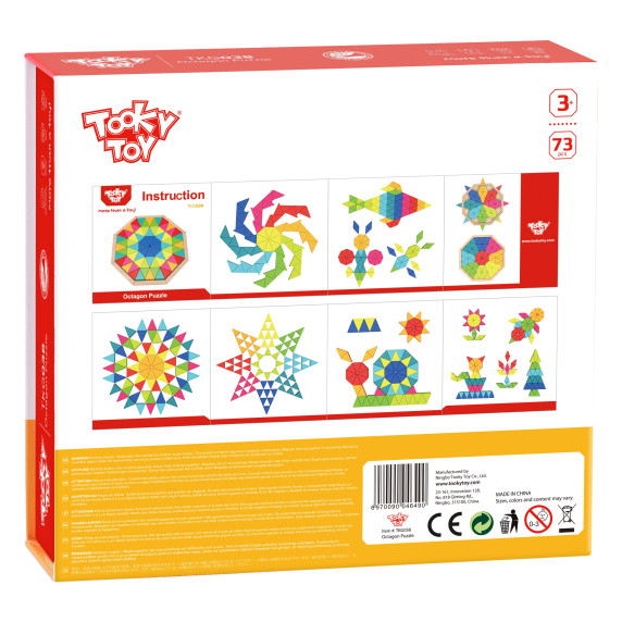 TOOKY TOY Octagonal Puzzle Wooden Mosaic Educational (73 pcs.)