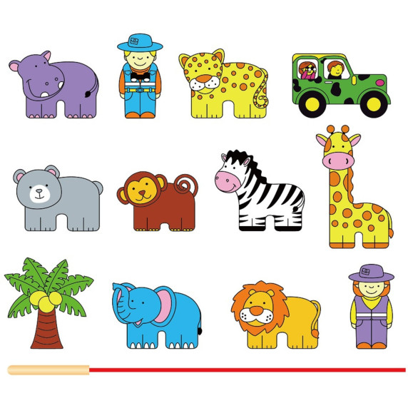 VIGA Wooden Threading Game Intertwining Blocks Safari ZOO Montessori