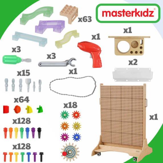MASTERKIDZ Freestanding STEM Creative Learning Board 125 x 86 + Accessories Set