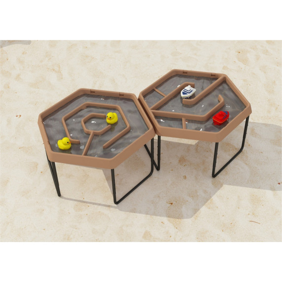 MASTERKIDZ Hexagonal Sand and Water Play Table with Adjustable Height Maze