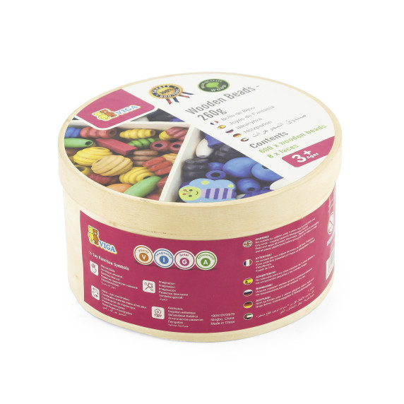 VIGA Wooden Bead Stringing Set 608 Pieces Box