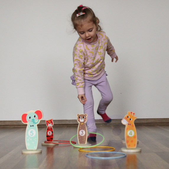 TOOKY TOY Wooden Skill Game Throw at the Target Animals 15 pcs.
