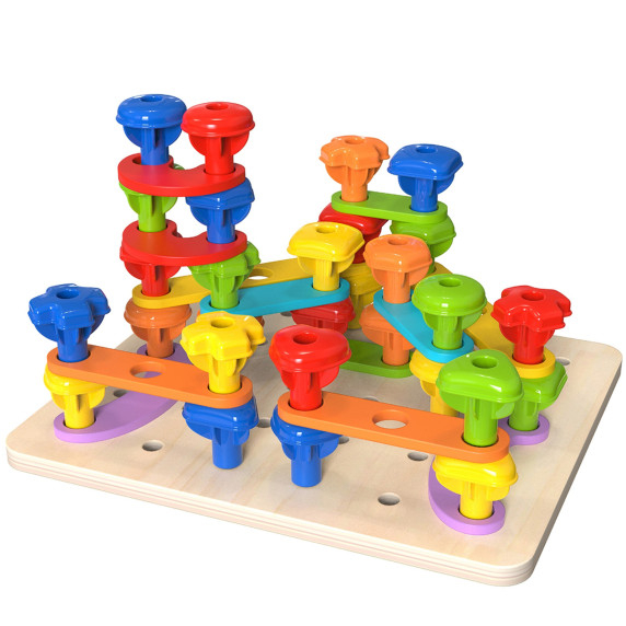 TOOKY TOY Multifunctional Board Set of Colored Screws Learning Shapes