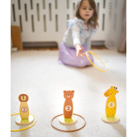 TOOKY TOY Throw at the Target Wooden Skill Game Hoops 15 pcs.