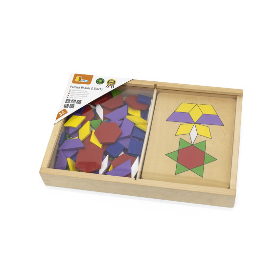 VIGA Wooden Geometric Mosaic Dienes Blocks Montessori Logical Puzzle 148 pieces