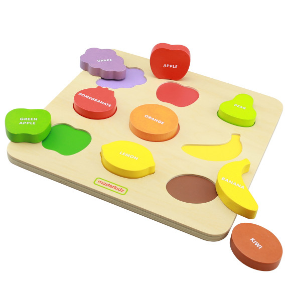 MASTERKIDZ Wooden Shape Sorter Colorful Fruits Montessori