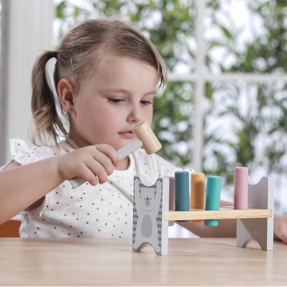 VIGA PolarB Wooden Bench with Hammer - Montessori