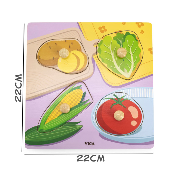 VIGA Wooden Puzzle with Pins Vegetables