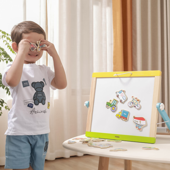 VIGA Wooden Vehicle Magnets Set