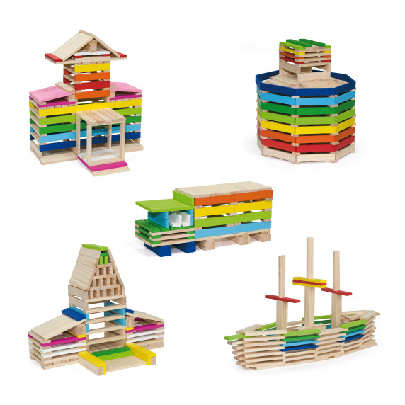 VIGA Wooden Building Blocks Buildings