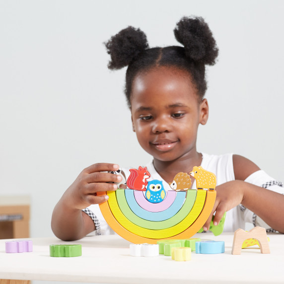 VIGA Wooden Rainbow Puzzle Creative Montessori Blocks