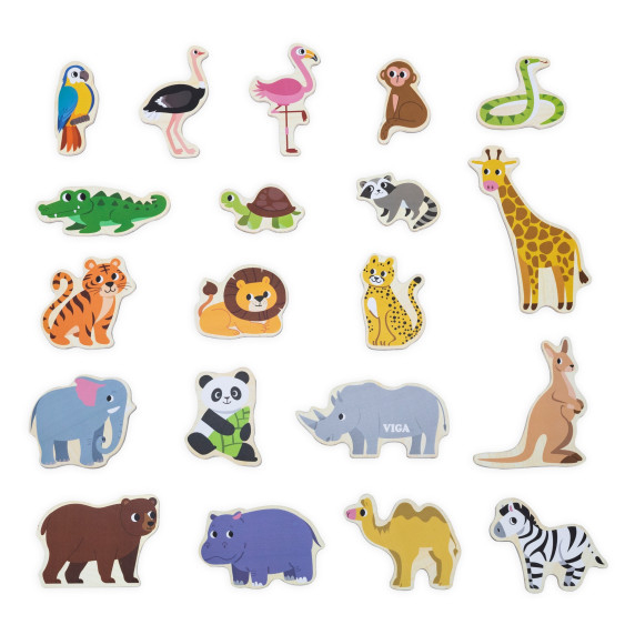 VIGA Wooden Magnets Wild Animals – Colorful Educational Magnets 18M+