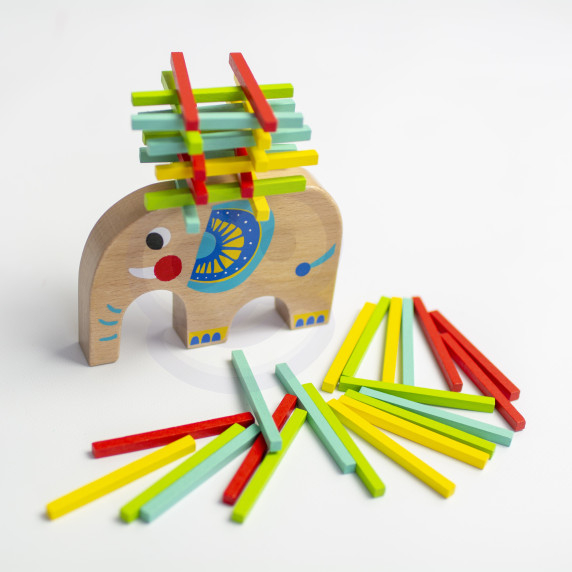 TOOKY TOY Set of Skill Games Pick-up Sticks JoJo Spinning Top Elephant 46 pcs.