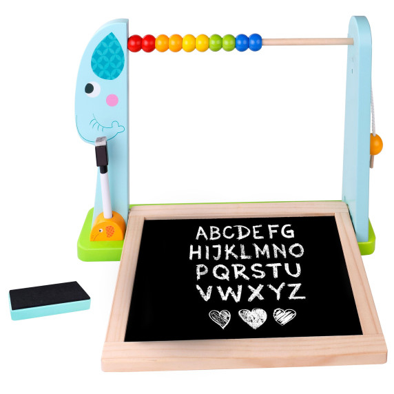 TOOKY TOY Large Wooden Double-Sided Magnetic + Chalk Board